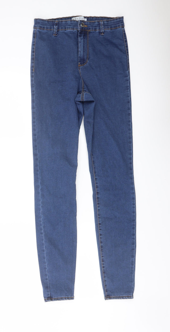 Denim & Co. Womens Blue Cotton Skinny Jeans Size 10 L29 in Regular Button