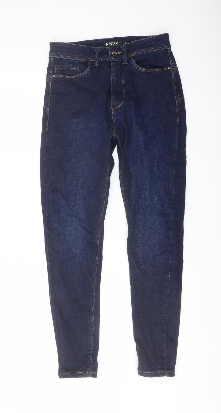 Envy Womens Blue Cotton Skinny Jeans Size 10 L27 in Regular Button