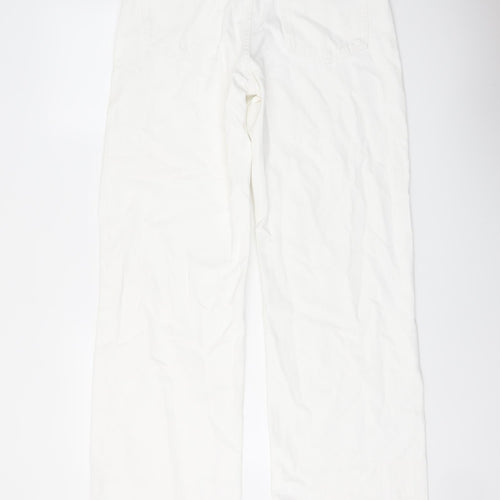 Zara Womens White Cotton Wide-Leg Jeans Size 8 L32 in Regular Button