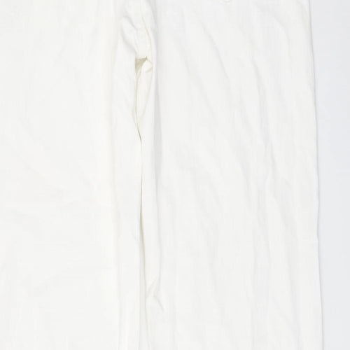 Zara Womens White Cotton Wide-Leg Jeans Size 8 L32 in Regular Button