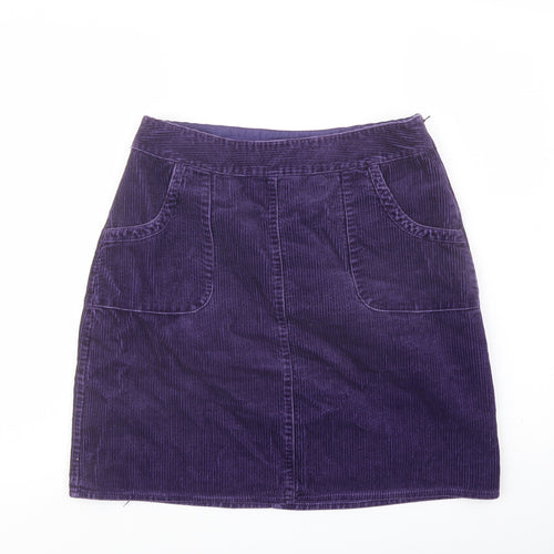 Laura Ashley Womens Purple Cotton A-Line Skirt Size 12 Zip