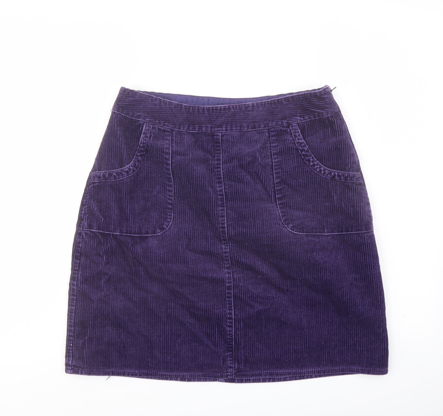 Laura Ashley Womens Purple Cotton A-Line Skirt Size 12 Zip