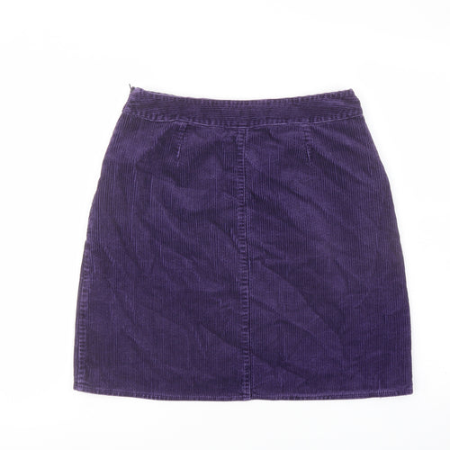 Laura Ashley Womens Purple Cotton A-Line Skirt Size 12 Zip
