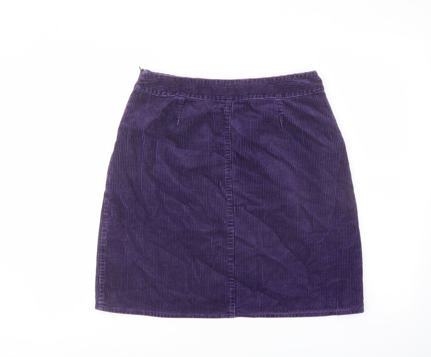 Laura Ashley Womens Purple Cotton A-Line Skirt Size 12 Zip