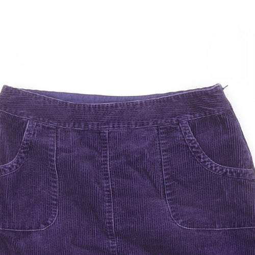 Laura Ashley Womens Purple Cotton A-Line Skirt Size 12 Zip