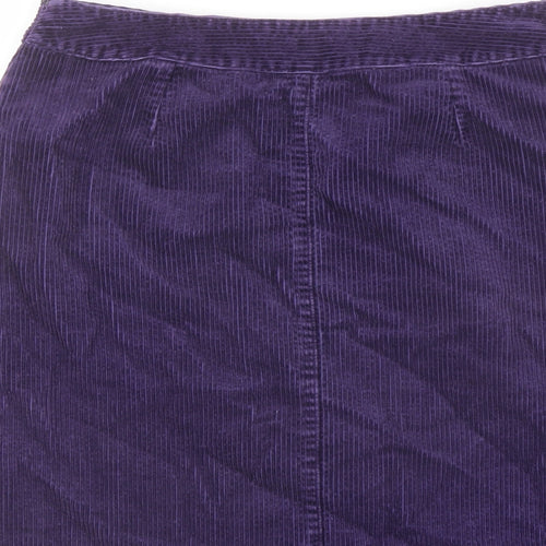 Laura Ashley Womens Purple Cotton A-Line Skirt Size 12 Zip