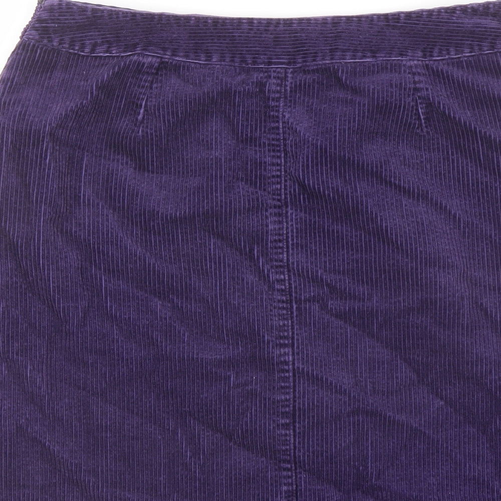 Laura Ashley Womens Purple Cotton A-Line Skirt Size 12 Zip