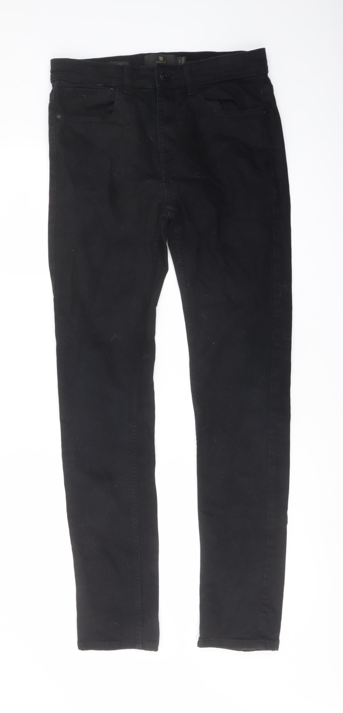 NEXT Mens Black Cotton Skinny Jeans Size 30 in L32 in Regular Button