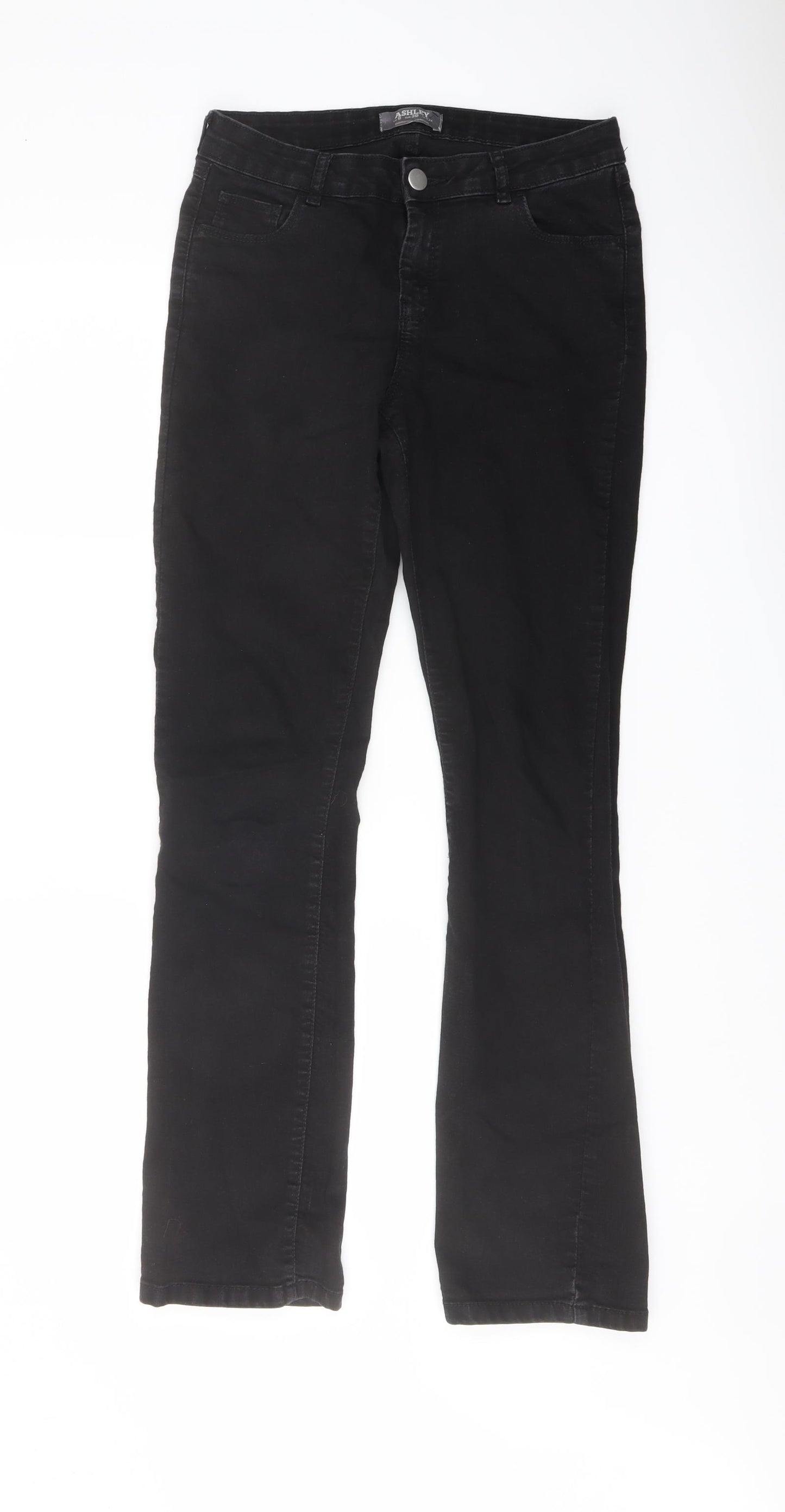 Dorothy Perkins Womens Black Cotton Straight Jeans Size 10 L31 in Regular Button