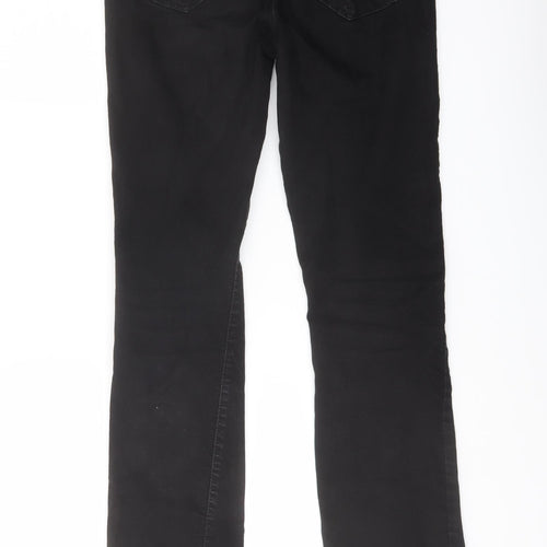Dorothy Perkins Womens Black Cotton Straight Jeans Size 10 L31 in Regular Button