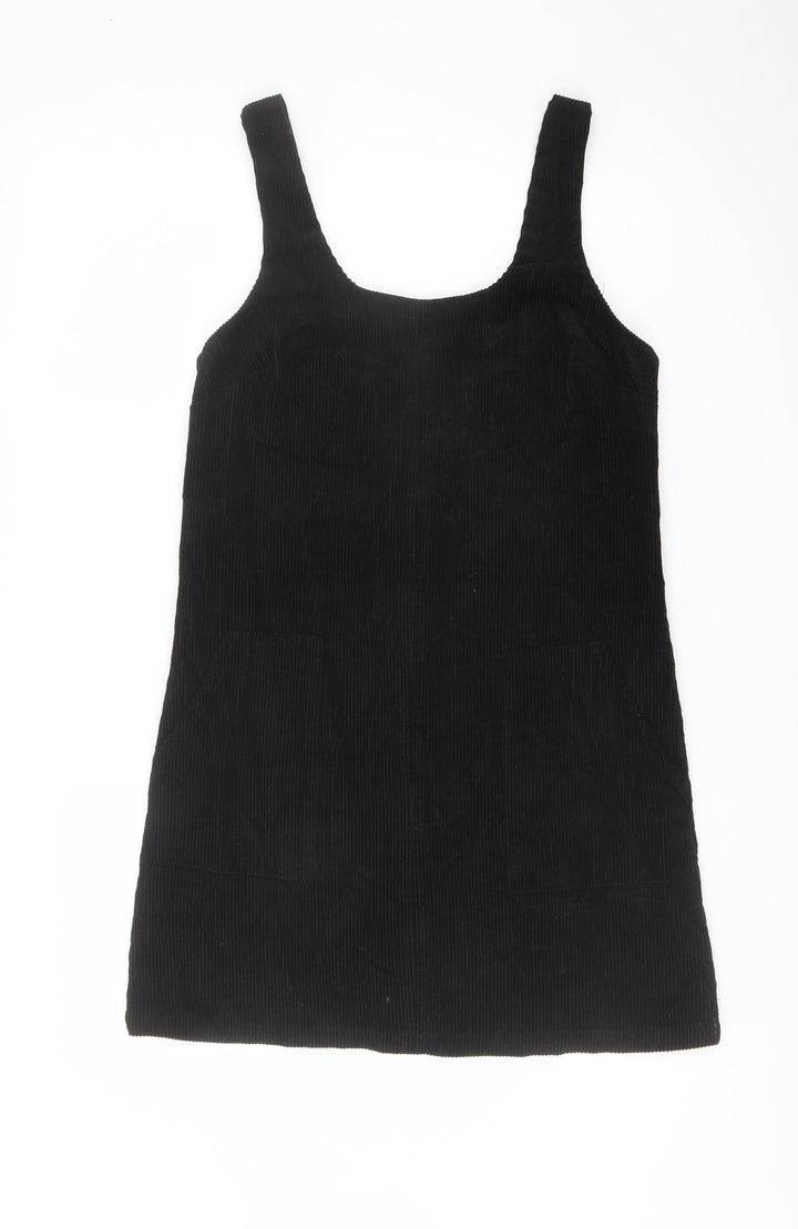 New Look Womens Black Cotton A-Line Size 8 Round Neck Zip