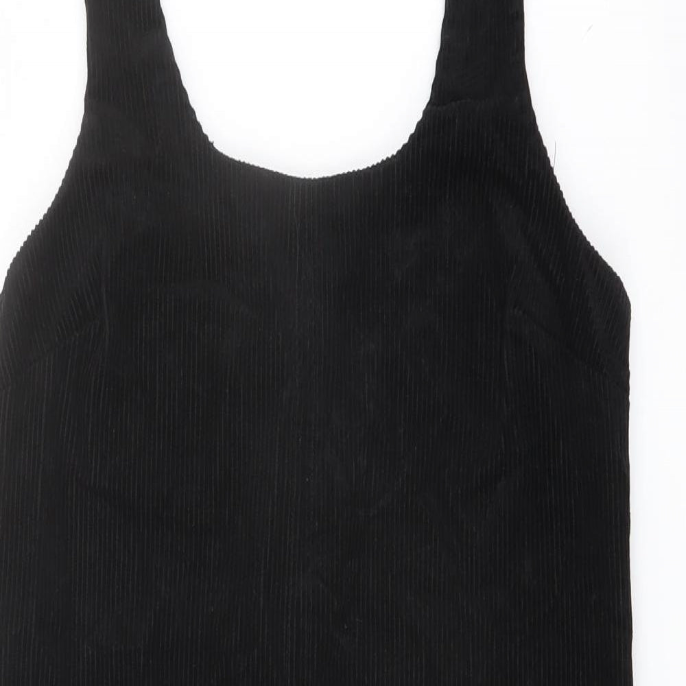 New Look Womens Black Cotton A-Line Size 8 Round Neck Zip