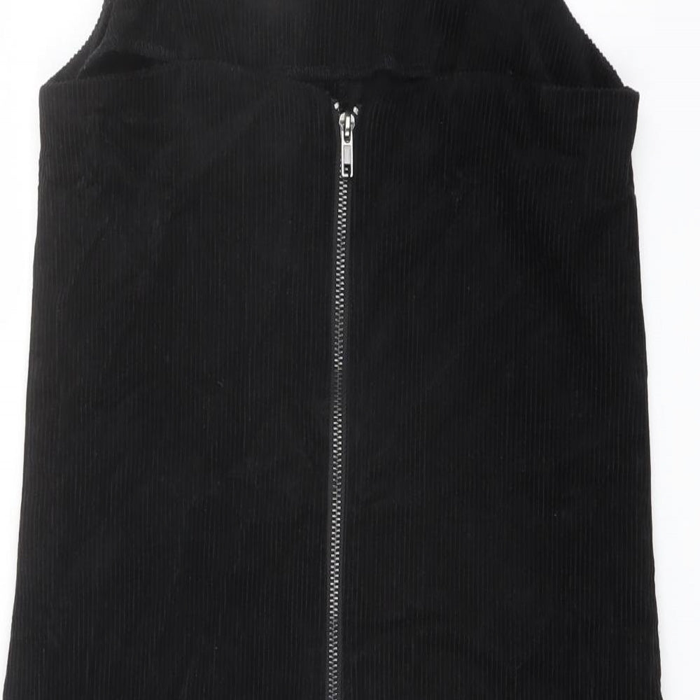 New Look Womens Black Cotton A-Line Size 8 Round Neck Zip