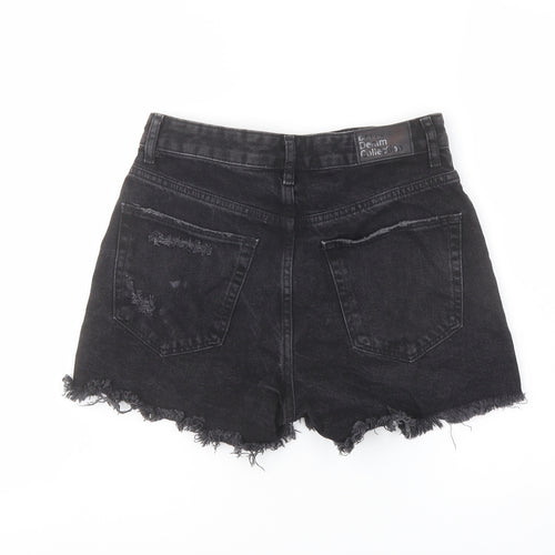 Bershka Womens Black Cotton Hot Pants Shorts Size 10 L3 in Regular Button