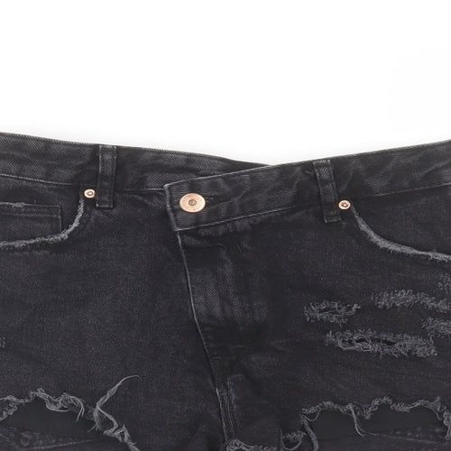 Bershka Womens Black Cotton Hot Pants Shorts Size 10 L3 in Regular Button