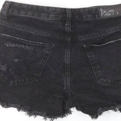 Bershka Womens Black Cotton Hot Pants Shorts Size 10 L3 in Regular Button