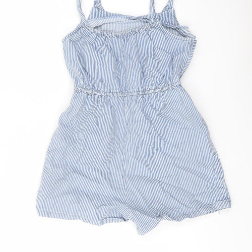 TU Girls Blue Striped Cotton Playsuit One-Piece Size 10 Years Pullover