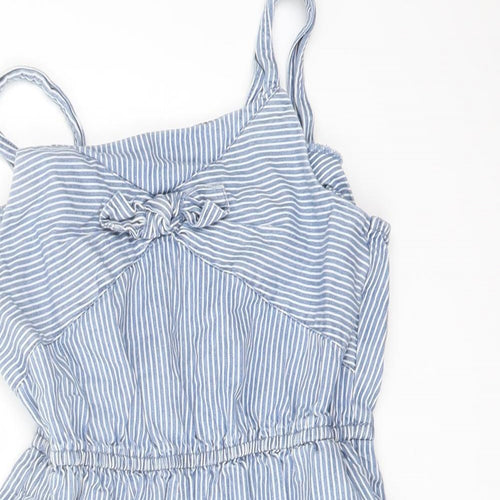 TU Girls Blue Striped Cotton Playsuit One-Piece Size 10 Years Pullover