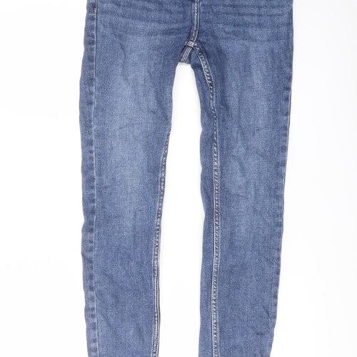 NEXT Womens Blue Cotton Skinny Jeans Size 8 L27 in Regular Button