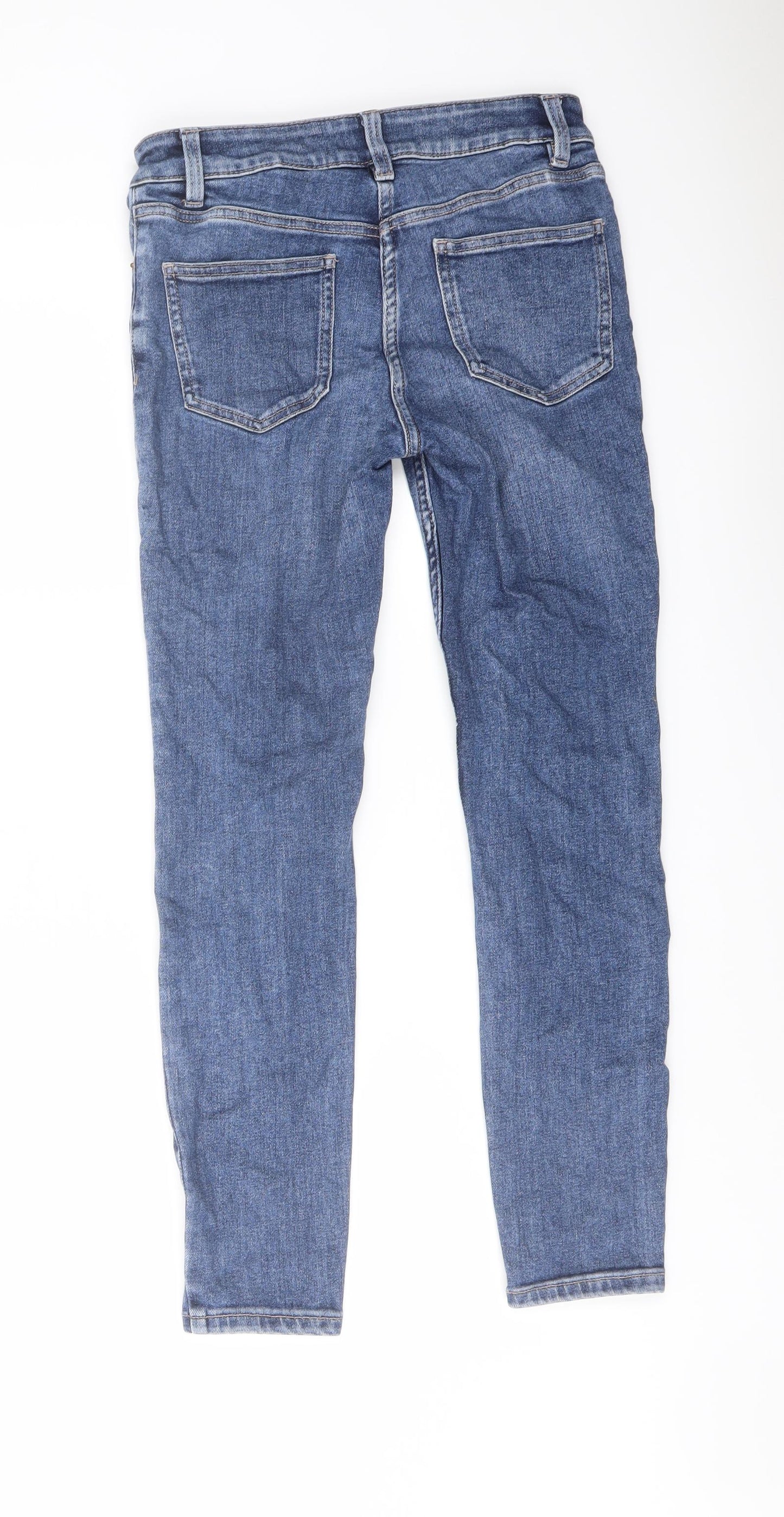 NEXT Womens Blue Cotton Skinny Jeans Size 8 L27 in Regular Button