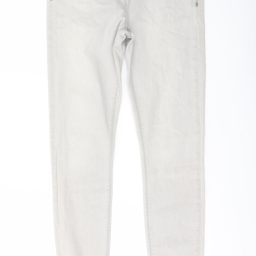 River Island Womens Grey Cotton Skinny Jeans Size 12 L29 in Regular Button