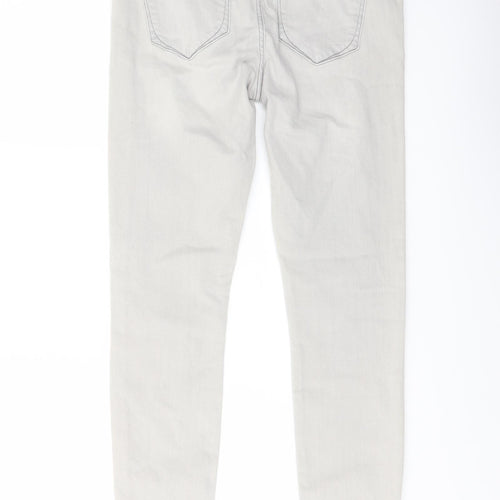 River Island Womens Grey Cotton Skinny Jeans Size 12 L29 in Regular Button