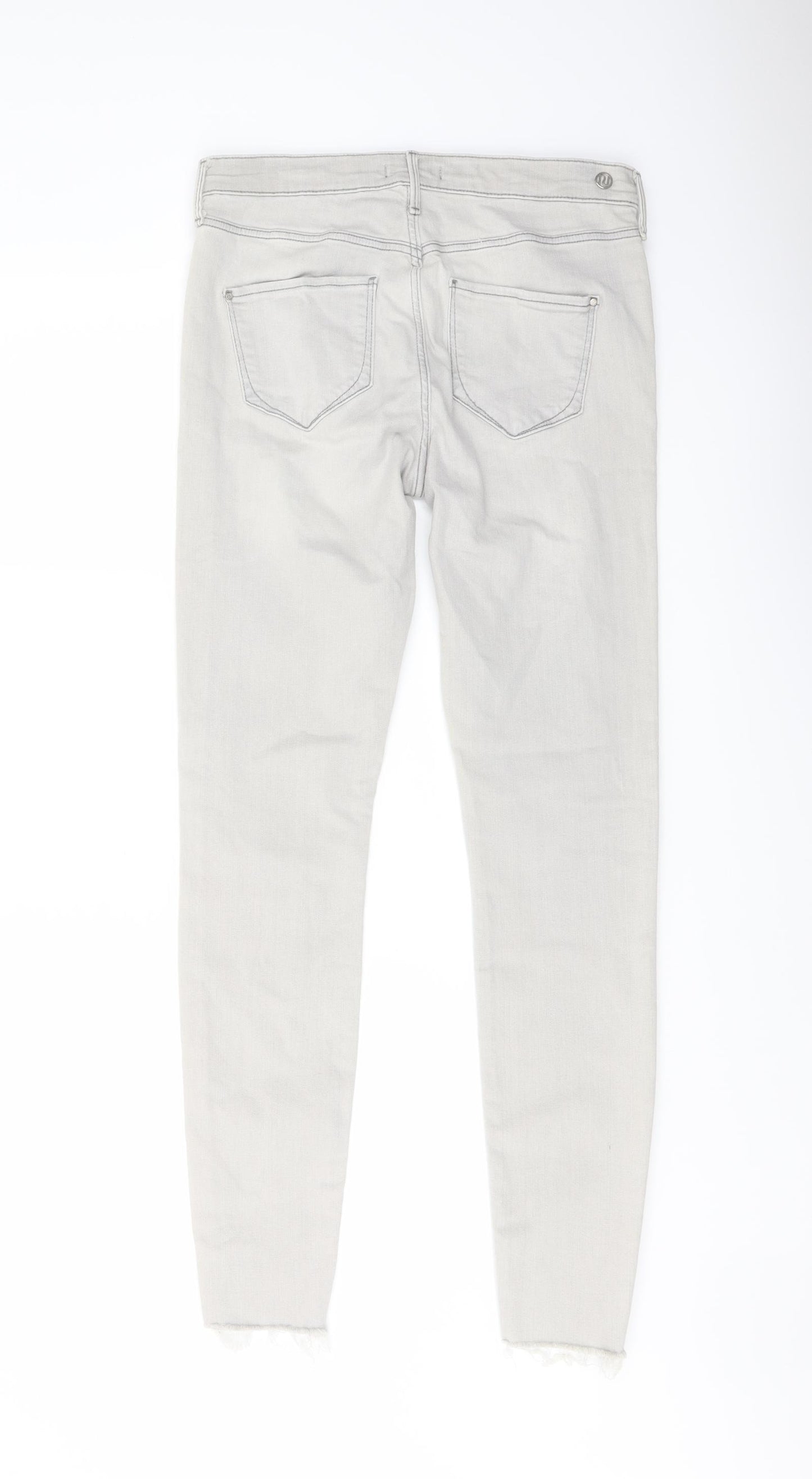 River Island Womens Grey Cotton Skinny Jeans Size 12 L29 in Regular Button