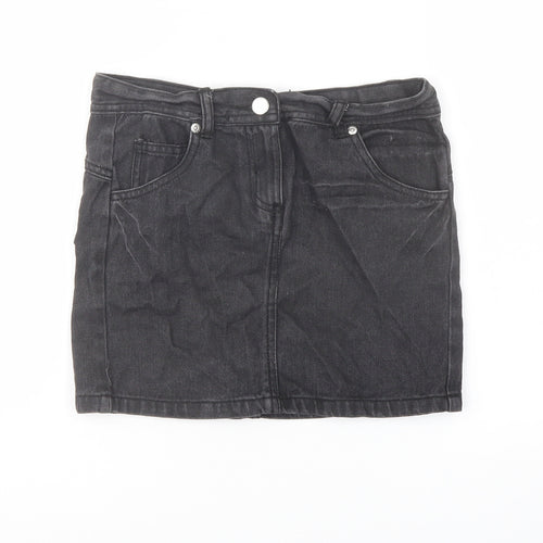 Cherokee Girls Grey Cotton A-Line Skirt Size 9-10 Years Regular Button