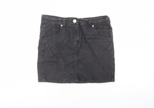 Cherokee Girls Grey Cotton A-Line Skirt Size 9-10 Years Regular Button