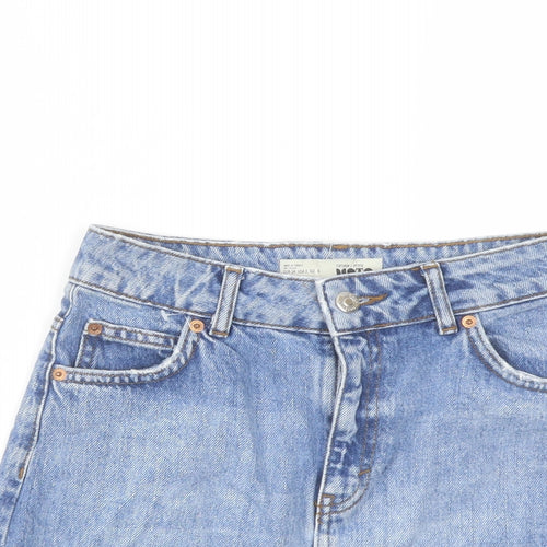 Topshop Womens Blue Cotton Mini Skirt Size 6 Button