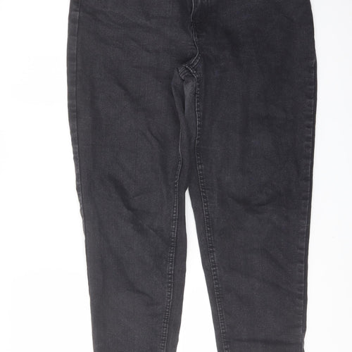 Denim & Co. Womens Grey Cotton Mom Jeans Size 12 L28 in Regular Button