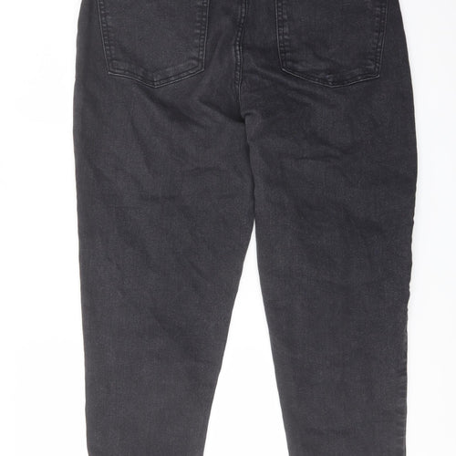 Denim & Co. Womens Grey Cotton Mom Jeans Size 12 L28 in Regular Button
