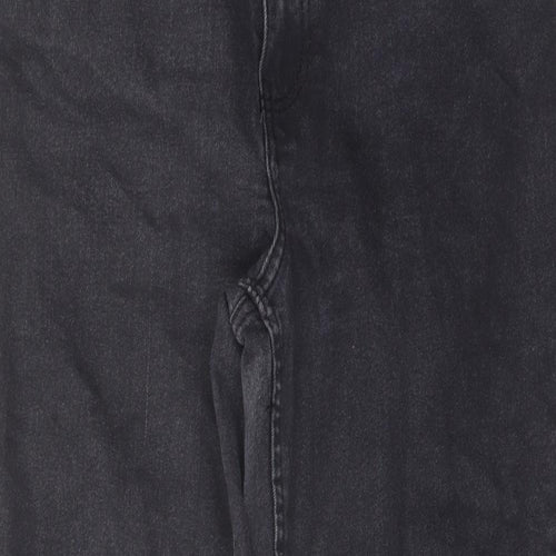 Denim & Co. Womens Grey Cotton Mom Jeans Size 12 L28 in Regular Button