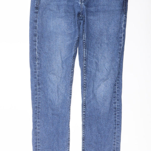 Pull&Bear Mens Blue Cotton Straight Jeans Size 28 in L30 in Slim Button