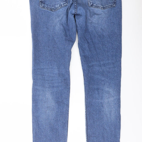 Pull&Bear Mens Blue Cotton Straight Jeans Size 28 in L30 in Slim Button