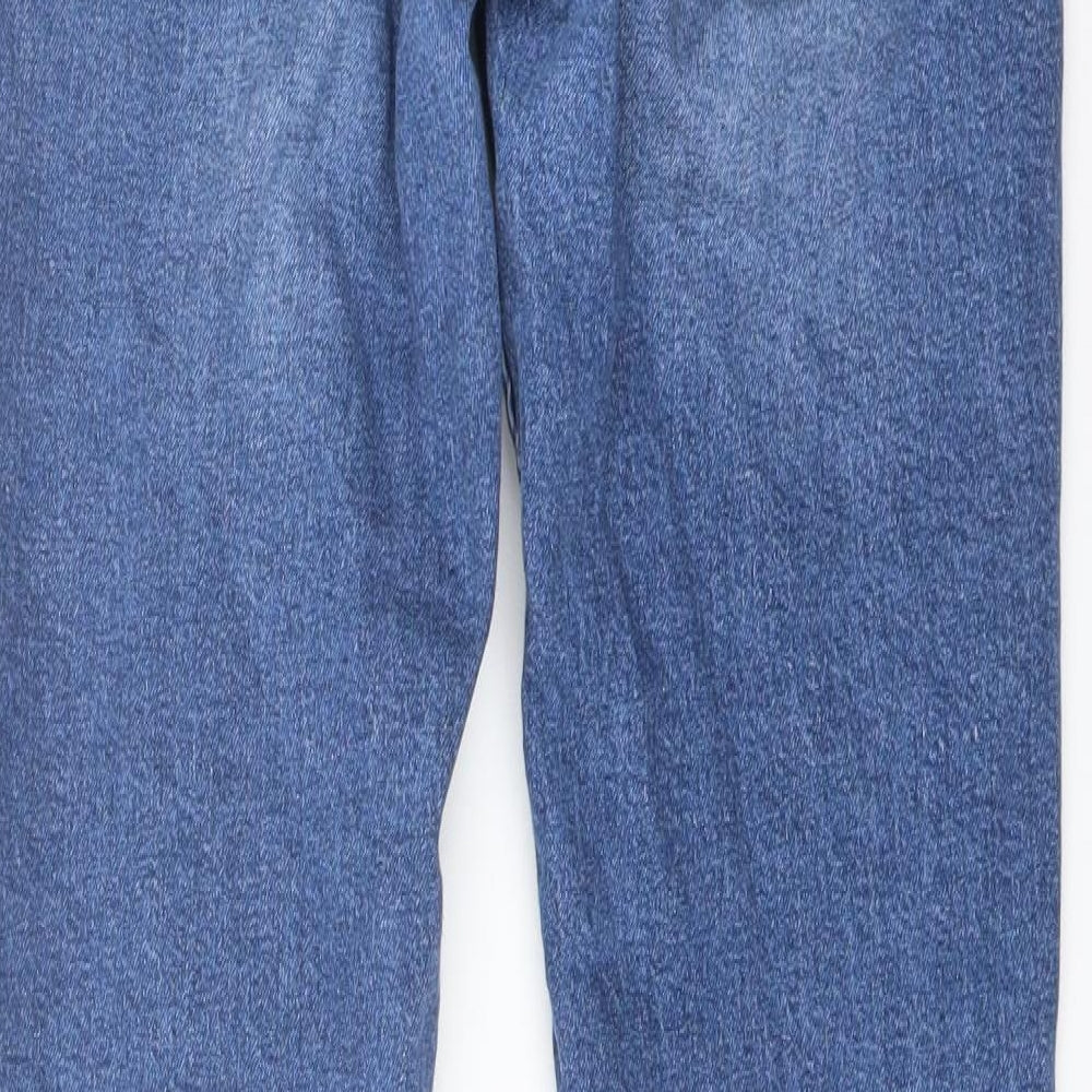 Pull&Bear Mens Blue Cotton Straight Jeans Size 28 in L30 in Slim Button
