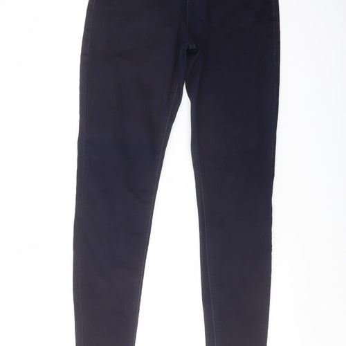 Marks and Spencer Womens Blue Cotton Skinny Jeans Size 10 L29 in Regular Button