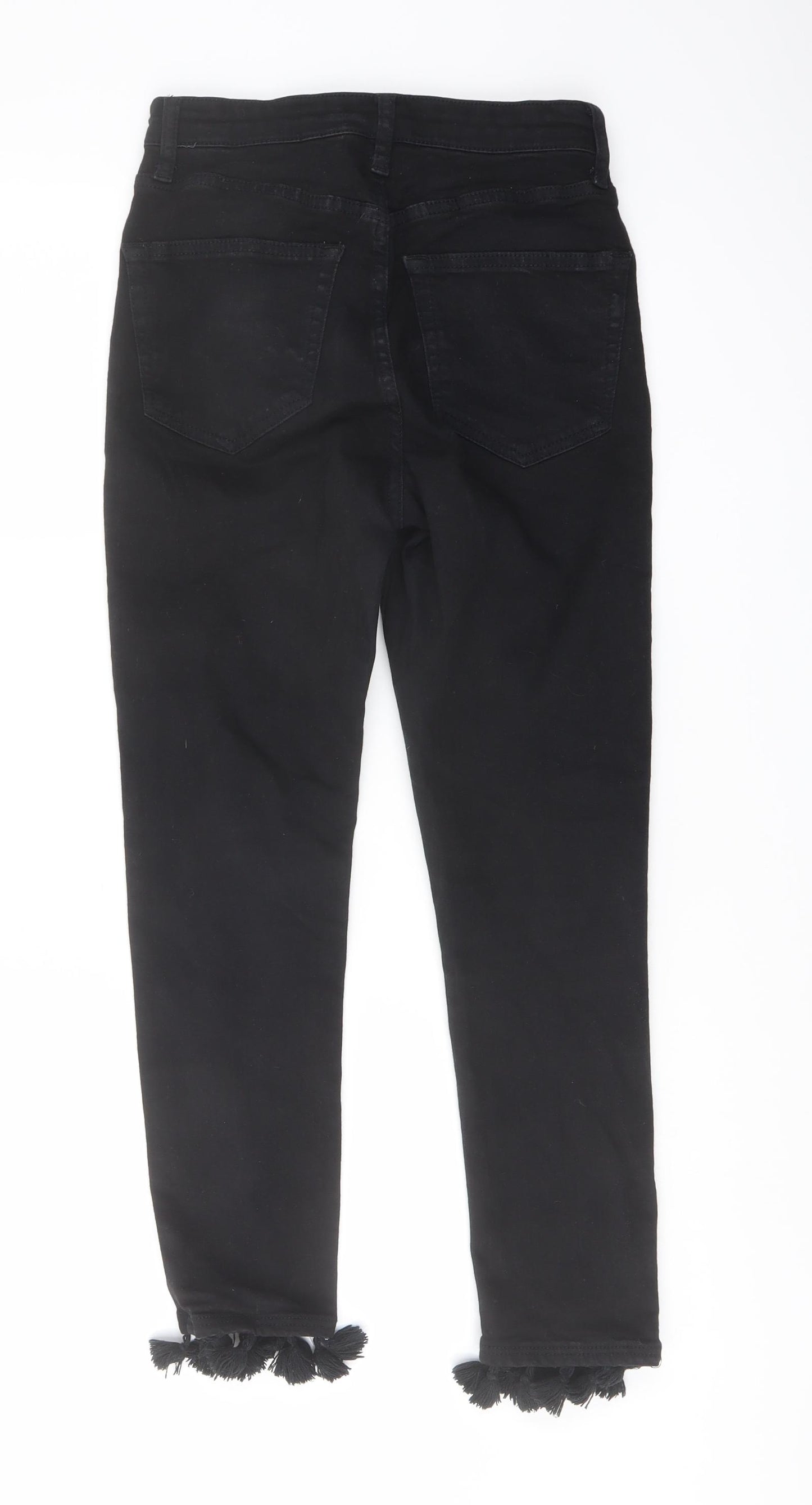 Topshop Womens Black Cotton Skinny Jeans Size 28 in L24 in Regular Button