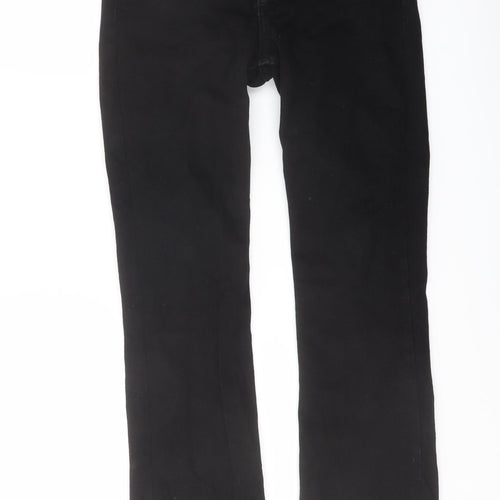 Zara Womens Black Cotton Bootcut Jeans Size 6 L26 in Regular Button