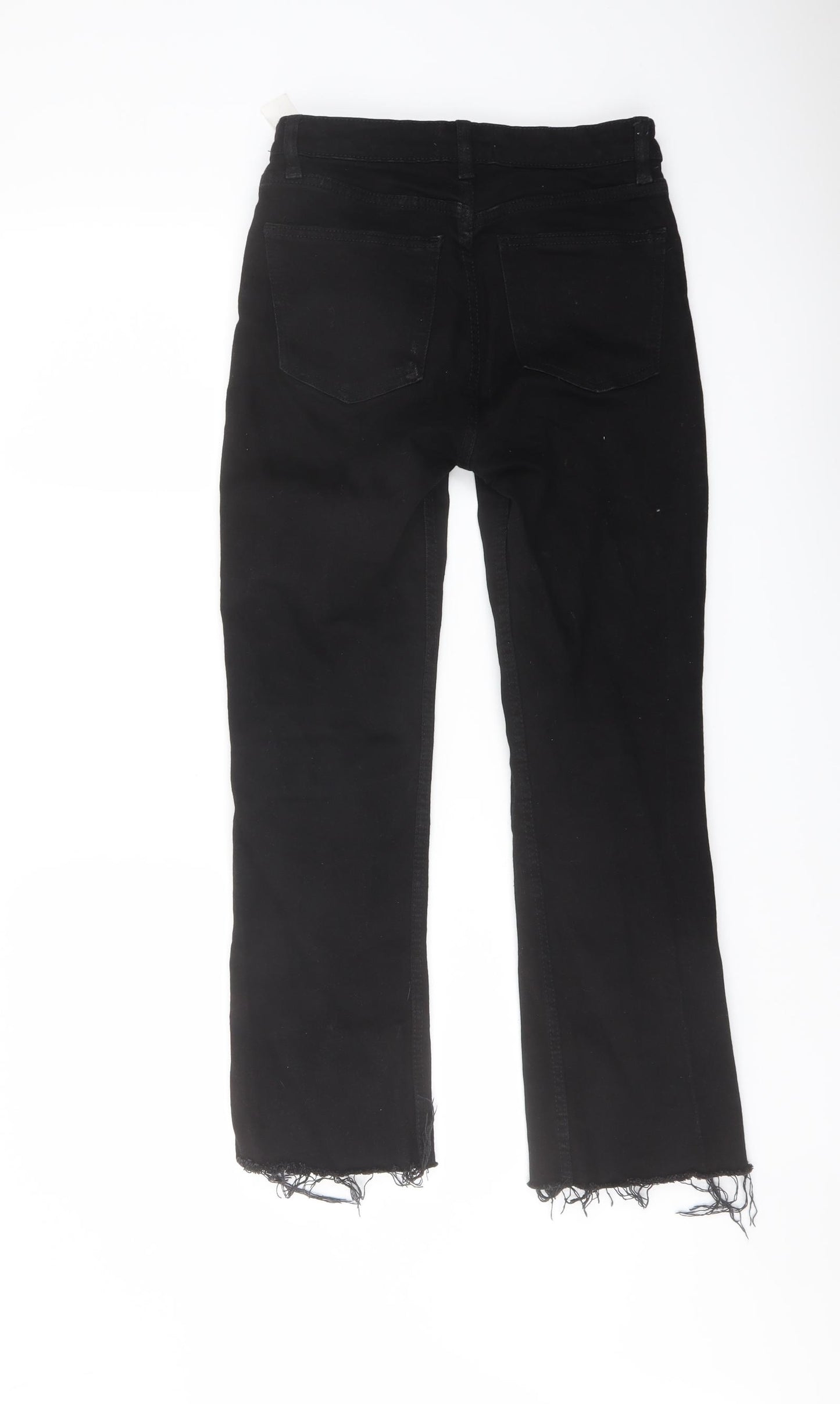 Zara Womens Black Cotton Bootcut Jeans Size 6 L26 in Regular Button
