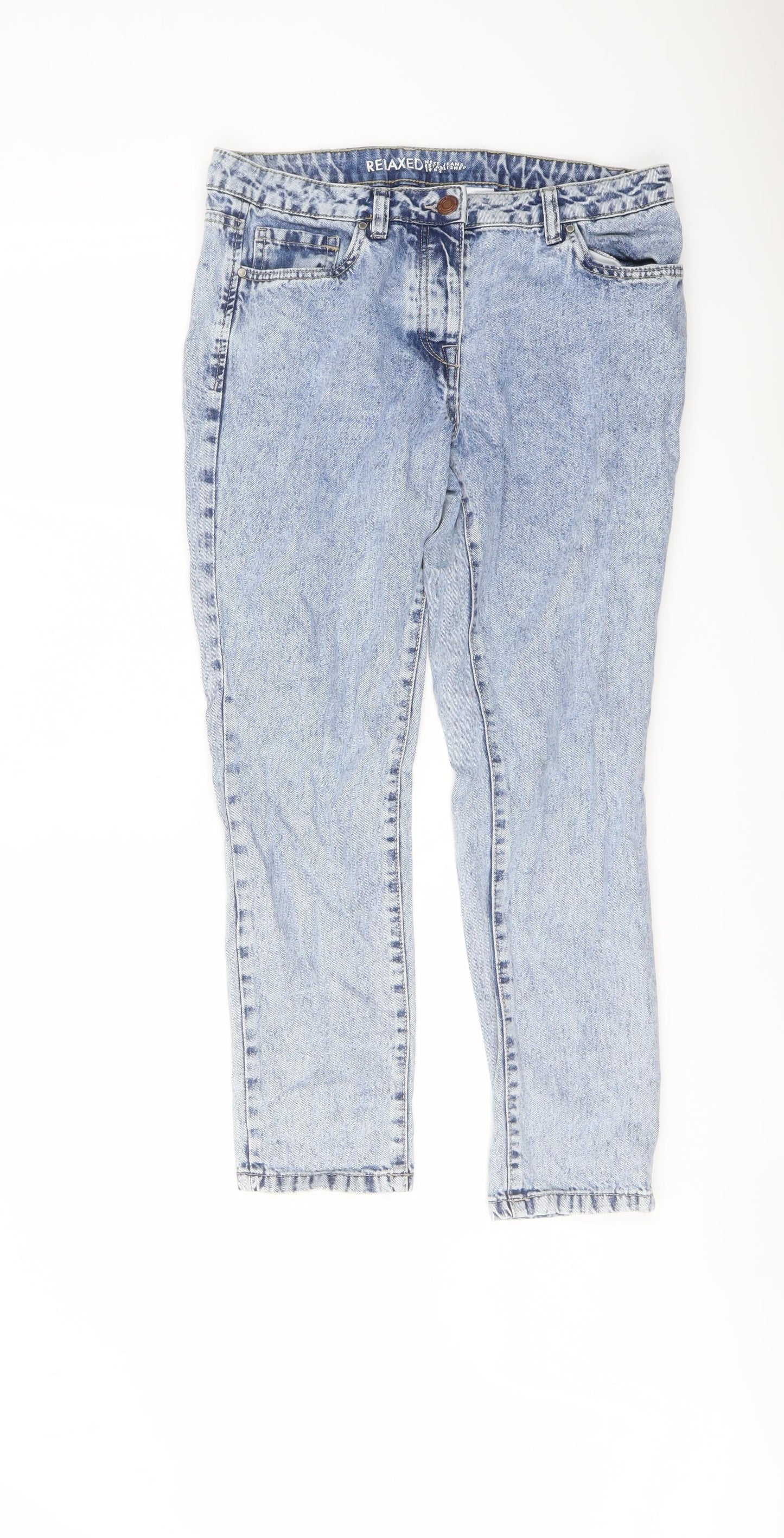 NEXT Womens Blue Cotton Straight Jeans Size 10 L27 in Regular Button