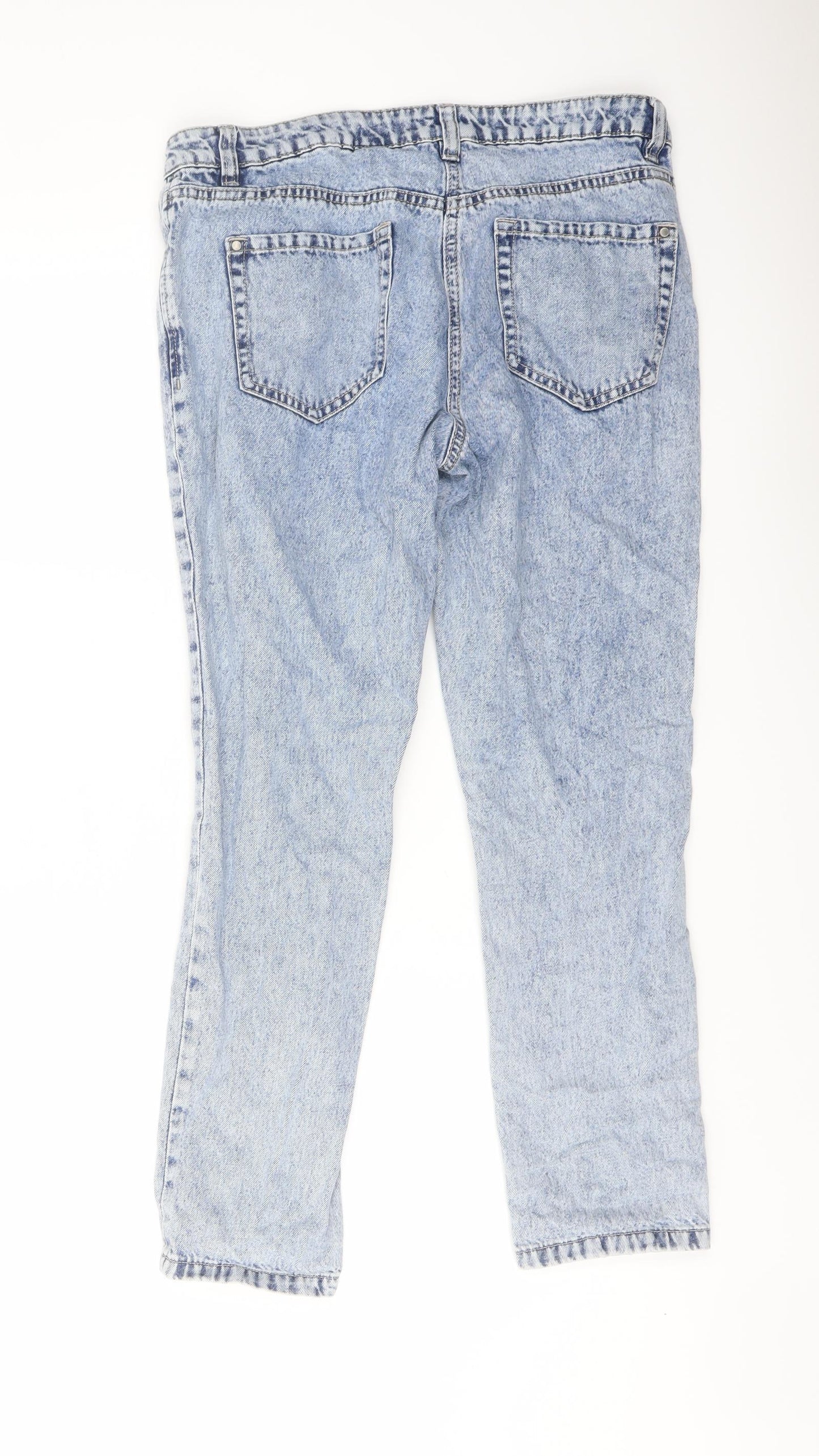 NEXT Womens Blue Cotton Straight Jeans Size 10 L27 in Regular Button