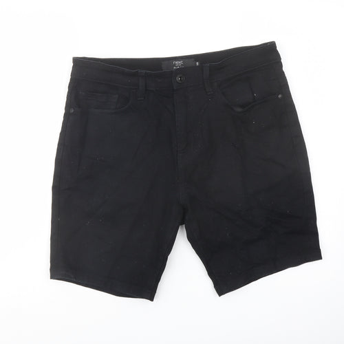 NEXT Mens Black Cotton Bermuda Shorts Size 32 in L9 in Regular Button