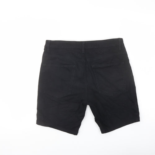 NEXT Mens Black Cotton Bermuda Shorts Size 32 in L9 in Regular Button