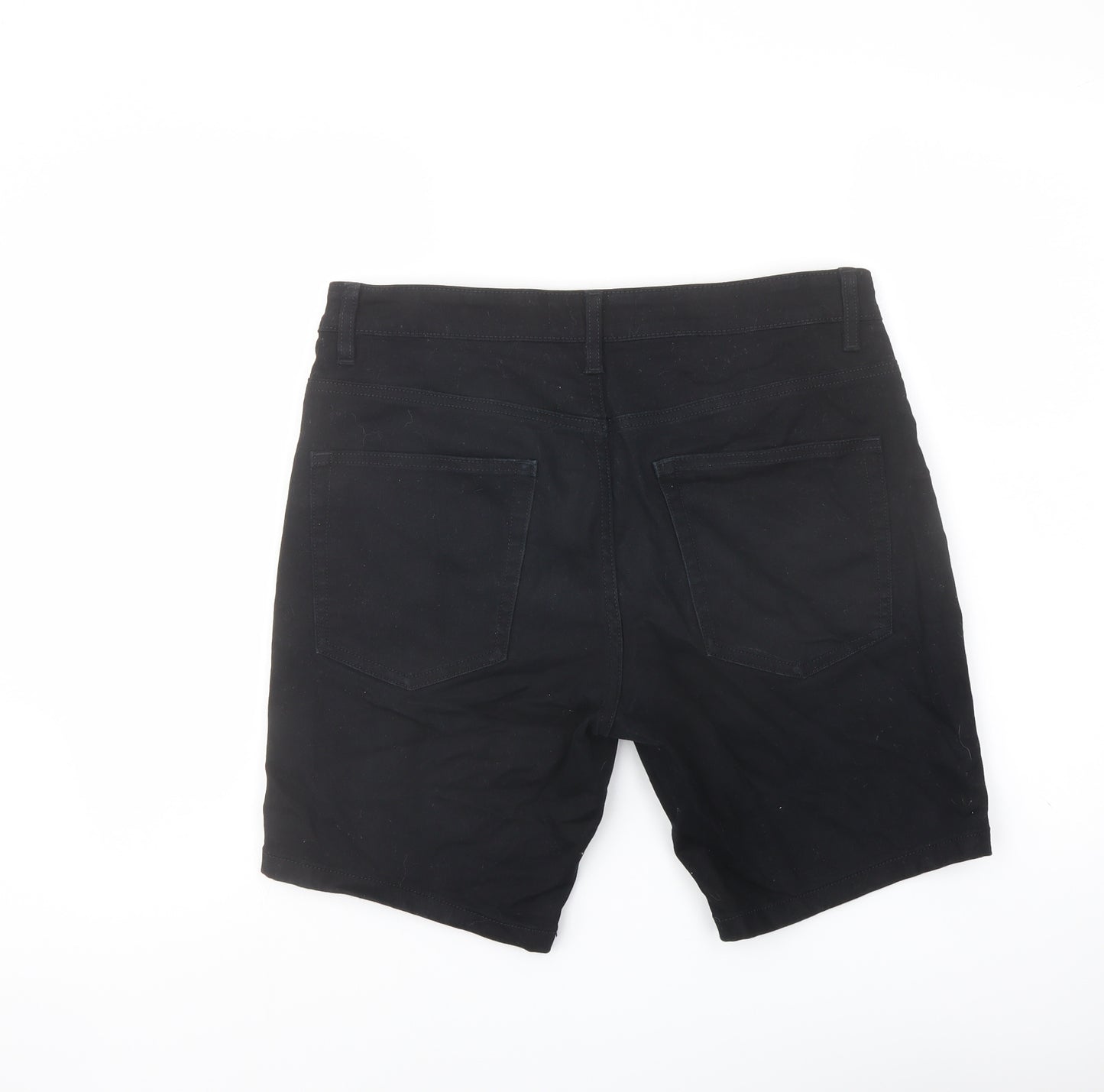 NEXT Mens Black Cotton Bermuda Shorts Size 32 in L9 in Regular Button