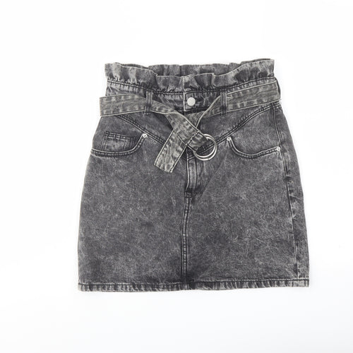 H&, Womens Grey Cotton A-Line Skirt Size 10 Button