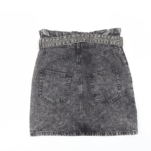 H&, Womens Grey Cotton A-Line Skirt Size 10 Button