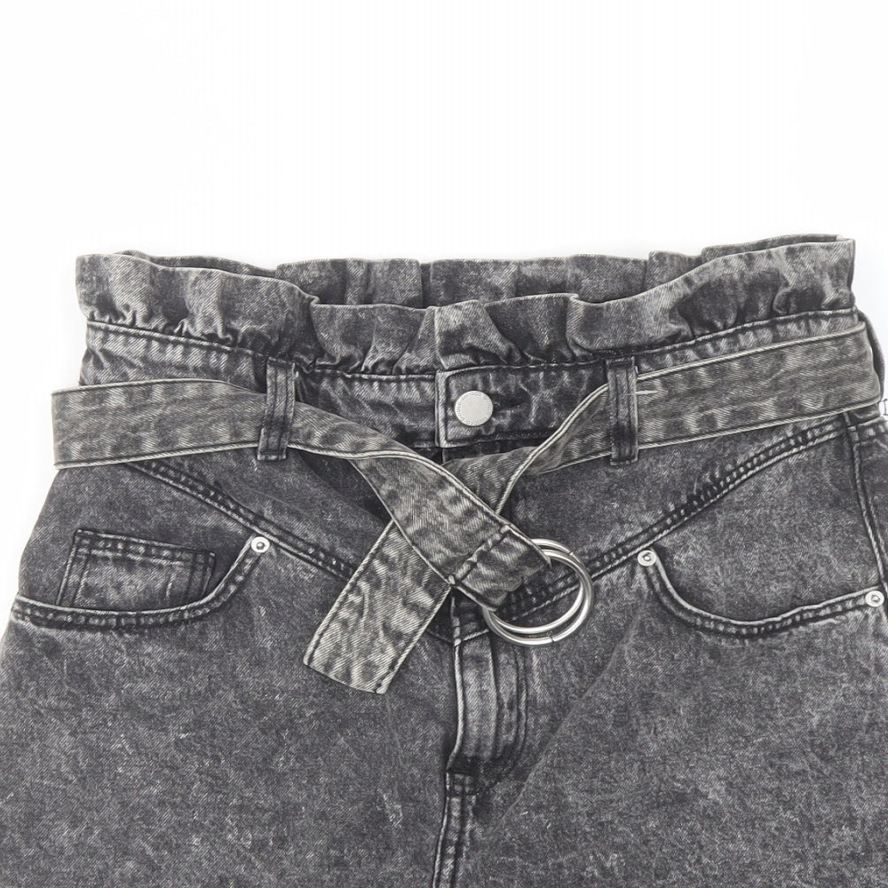 H&, Womens Grey Cotton A-Line Skirt Size 10 Button