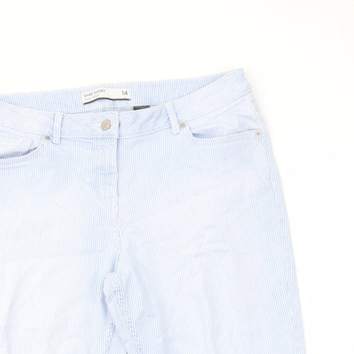 NEXT Womens Blue Striped Cotton Bermuda Shorts Size 14 L13 in Regular Button