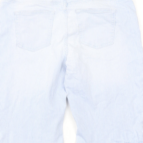 NEXT Womens Blue Striped Cotton Bermuda Shorts Size 14 L13 in Regular Button